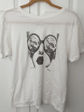 ~CPRESS~ *FLIRTING WITH COWBOYS* WHITE SHORT SLEEVE T-SHIRT-L